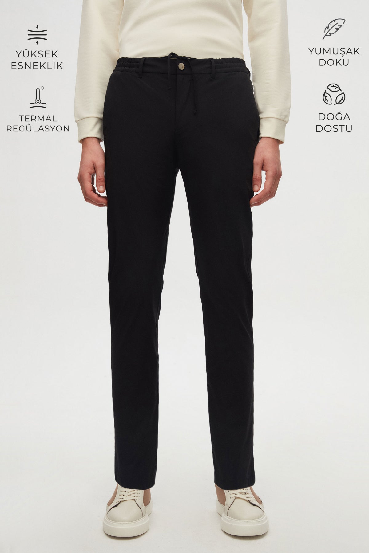 PANTALONI CASUAL SLIM FIT D'S DAMAT  - Negru