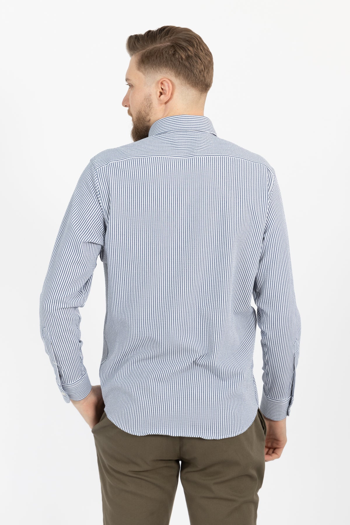 CAMASA CU DUNGI REGULAR FIT D'S DAMAT  - Albastru