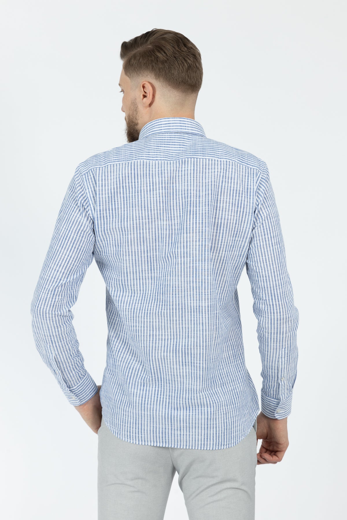 CAMASA CASUAL SLIM FIT D'S DAMAT  - Albastru