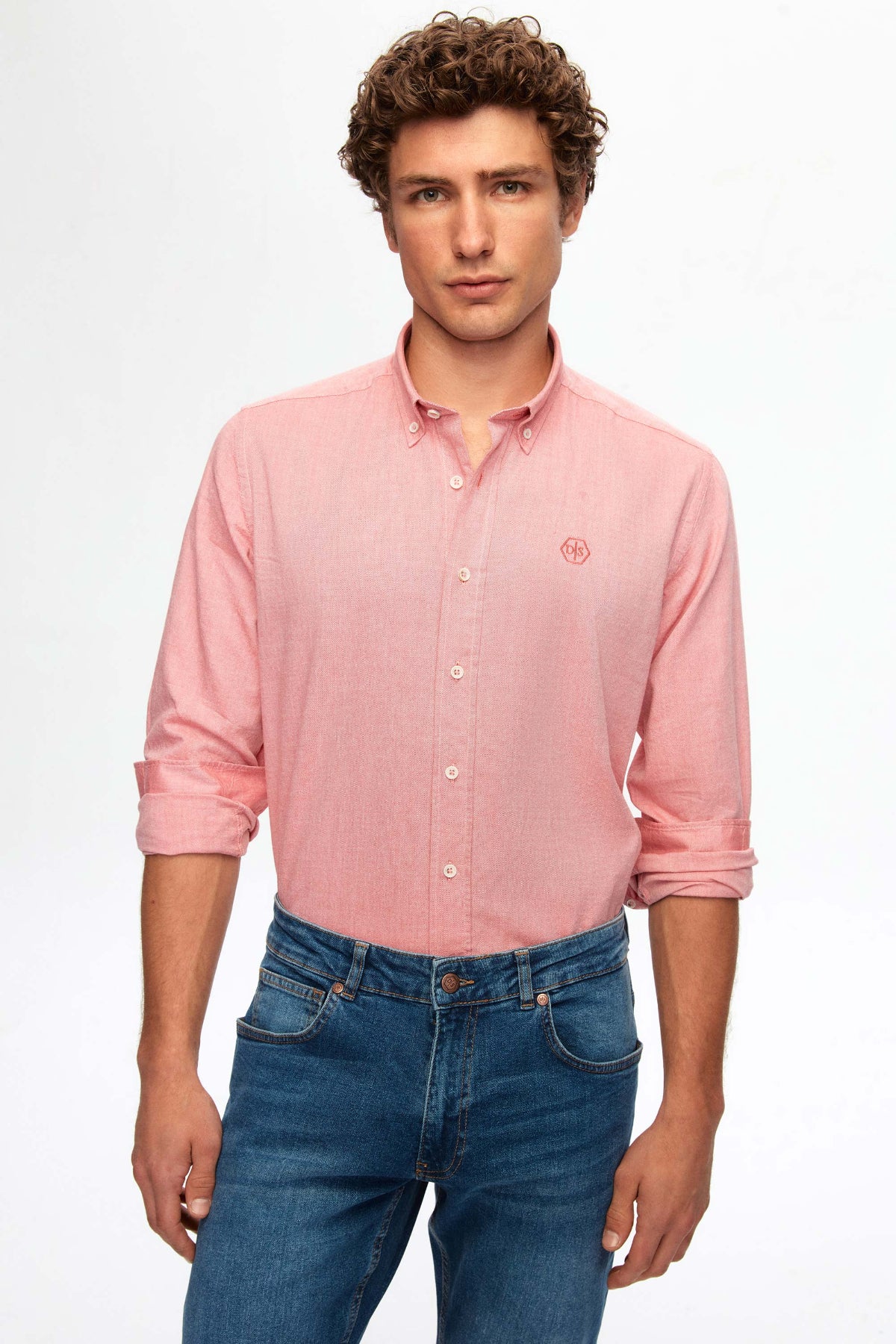 CAMASA CASUAL SLIM FIT D'S DAMAT  - Cărămiziu