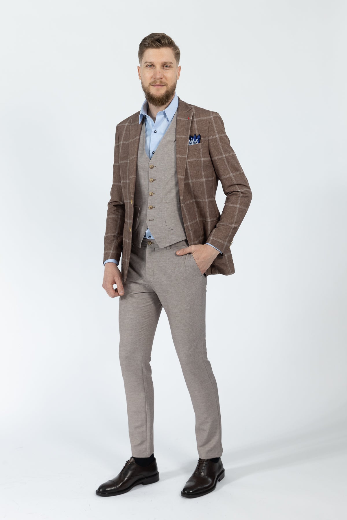 COSTUM CU VESTA CASUAL SLIM FIT D'S DAMAT  - Maro