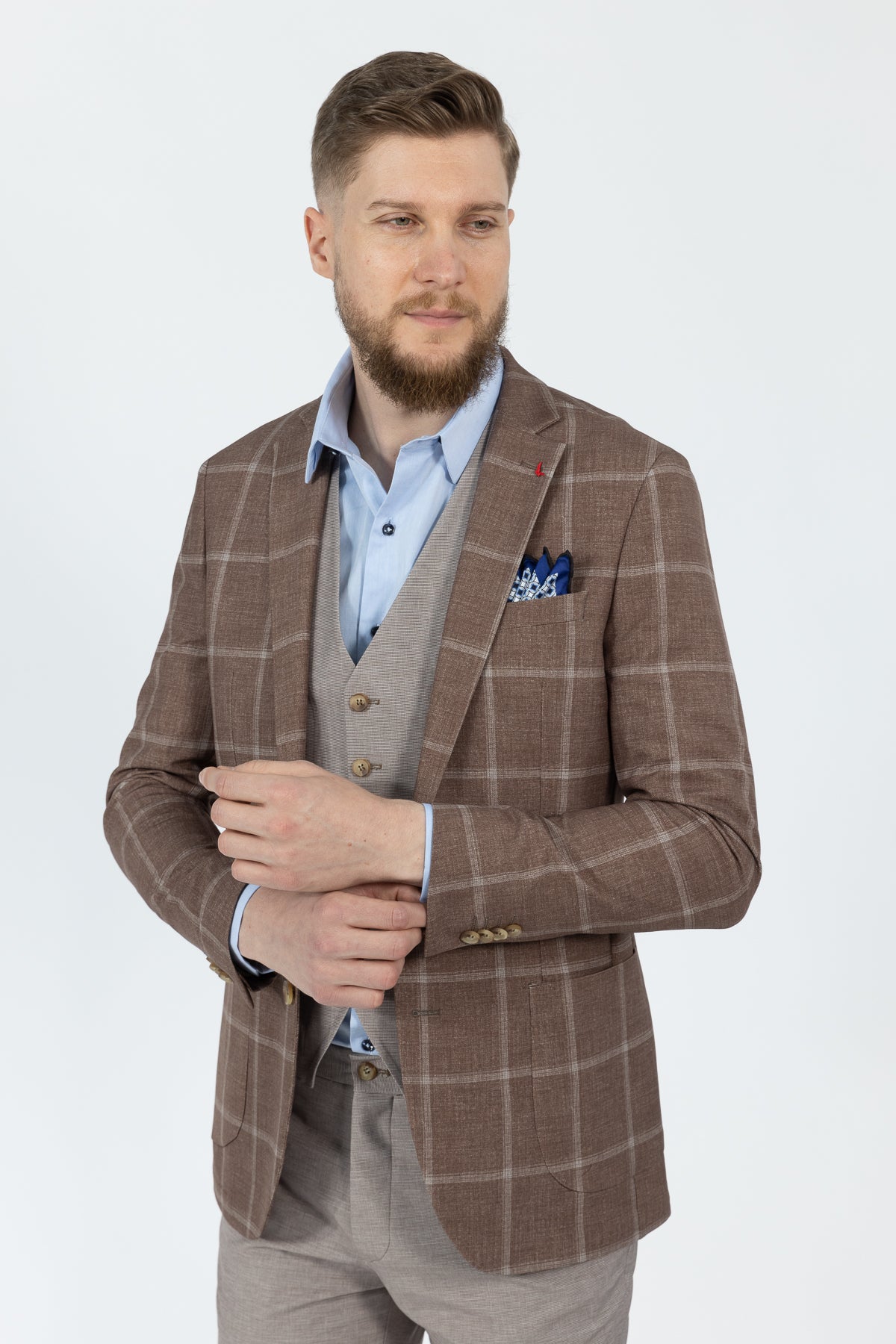 COSTUM CU VESTA CASUAL SLIM FIT D'S DAMAT  - Maro
