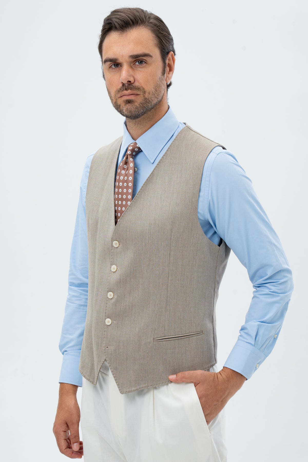 COSTUM CU VESTA SLIM FIT D'S DAMAT  - Camel