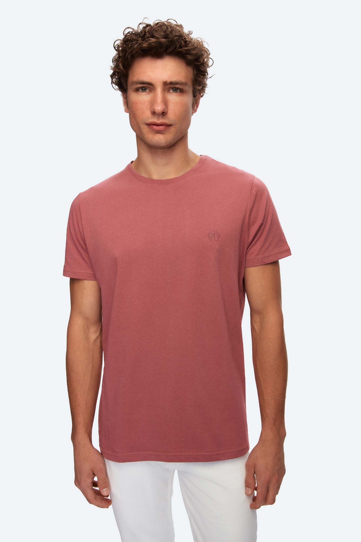 TRICOU SLIM FIT D'S DAMAT  - Trandafiriu Pudrat