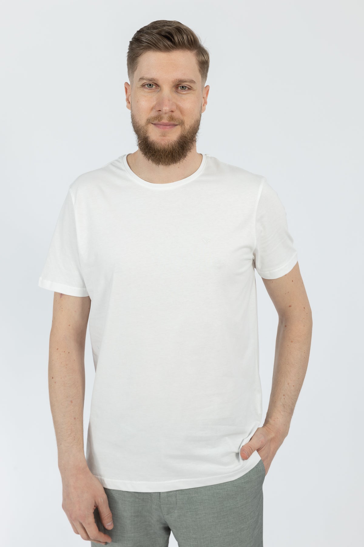 TRICOU SLIM FIT D'S DAMAT  - Ecru