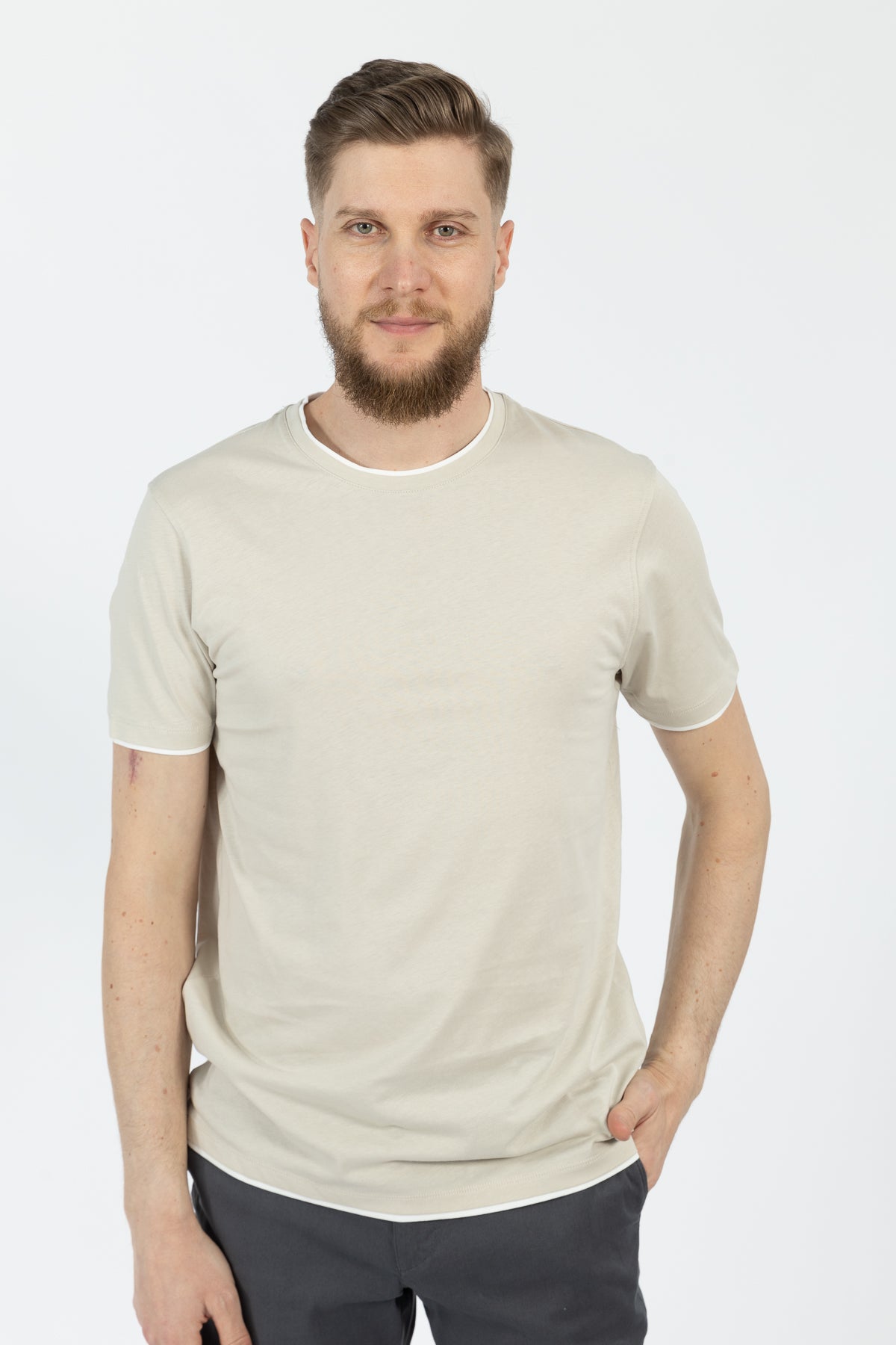 TRICOU REGULAR FIT D'S DAMAT  - Ecru
