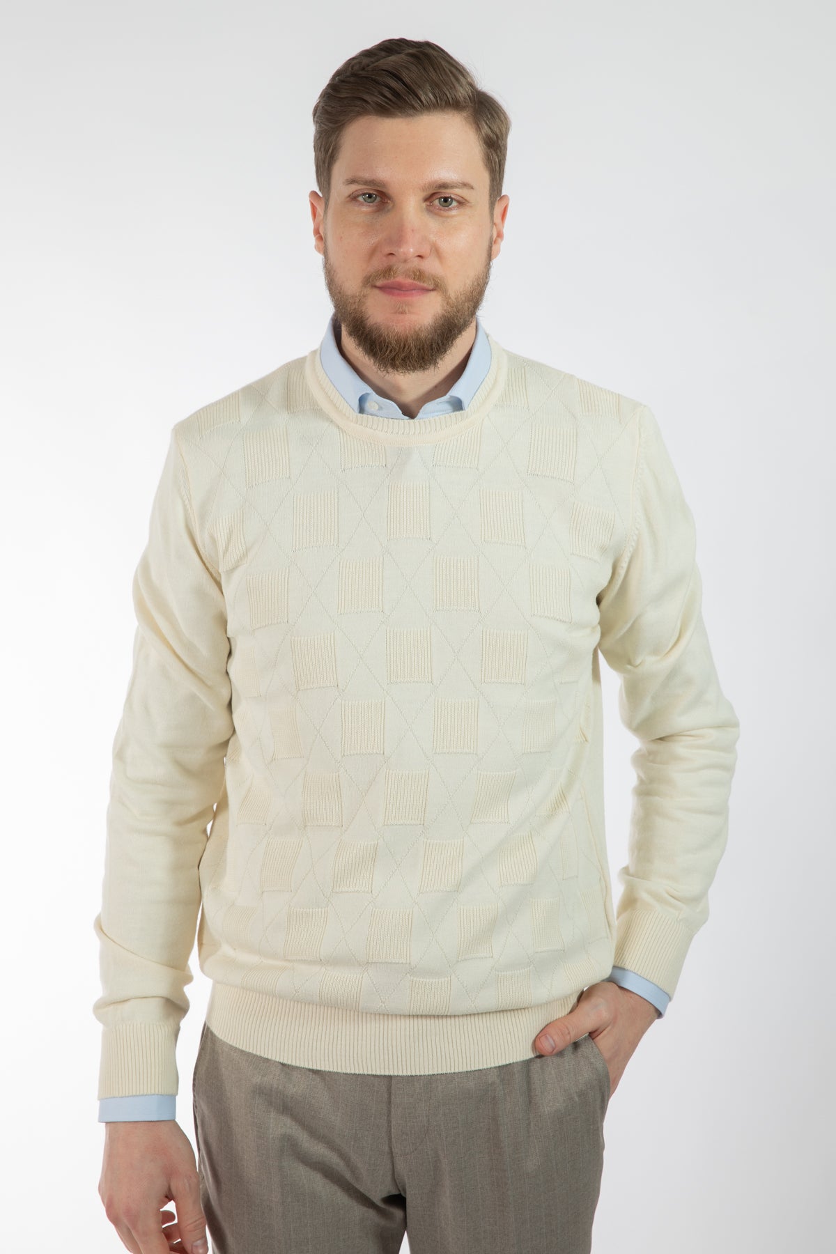 PULOVER REGULAR FIT D'S DAMAT  - Ecru