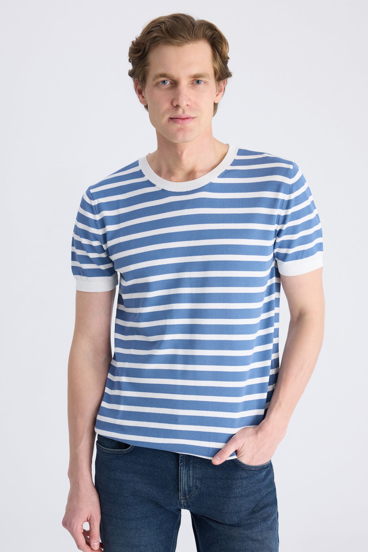TRICOU SLIM FIT D'S DAMAT  - Albastru