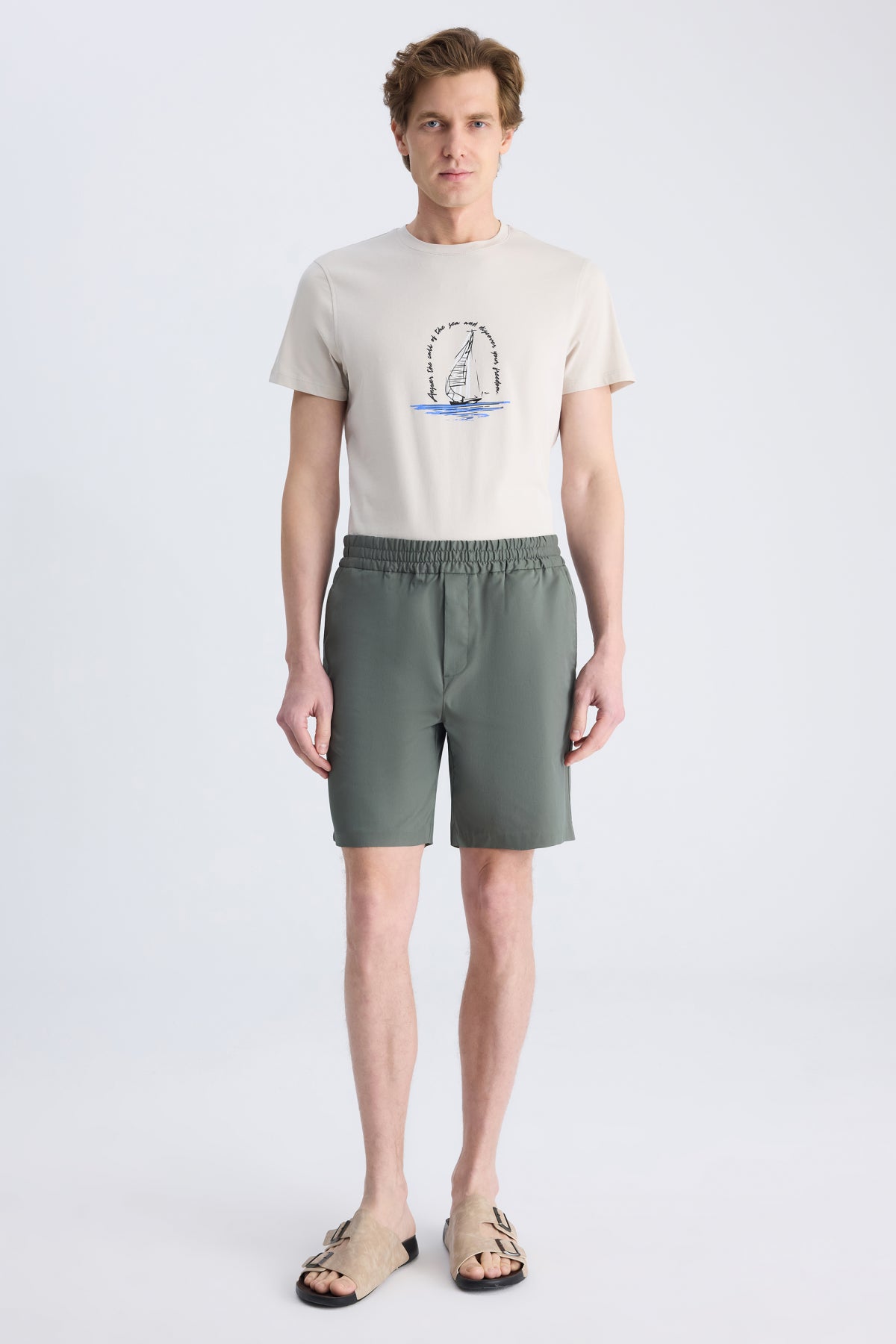PANTALONI SCURTI REGULAR FIT D'S DAMAT  - Kaki