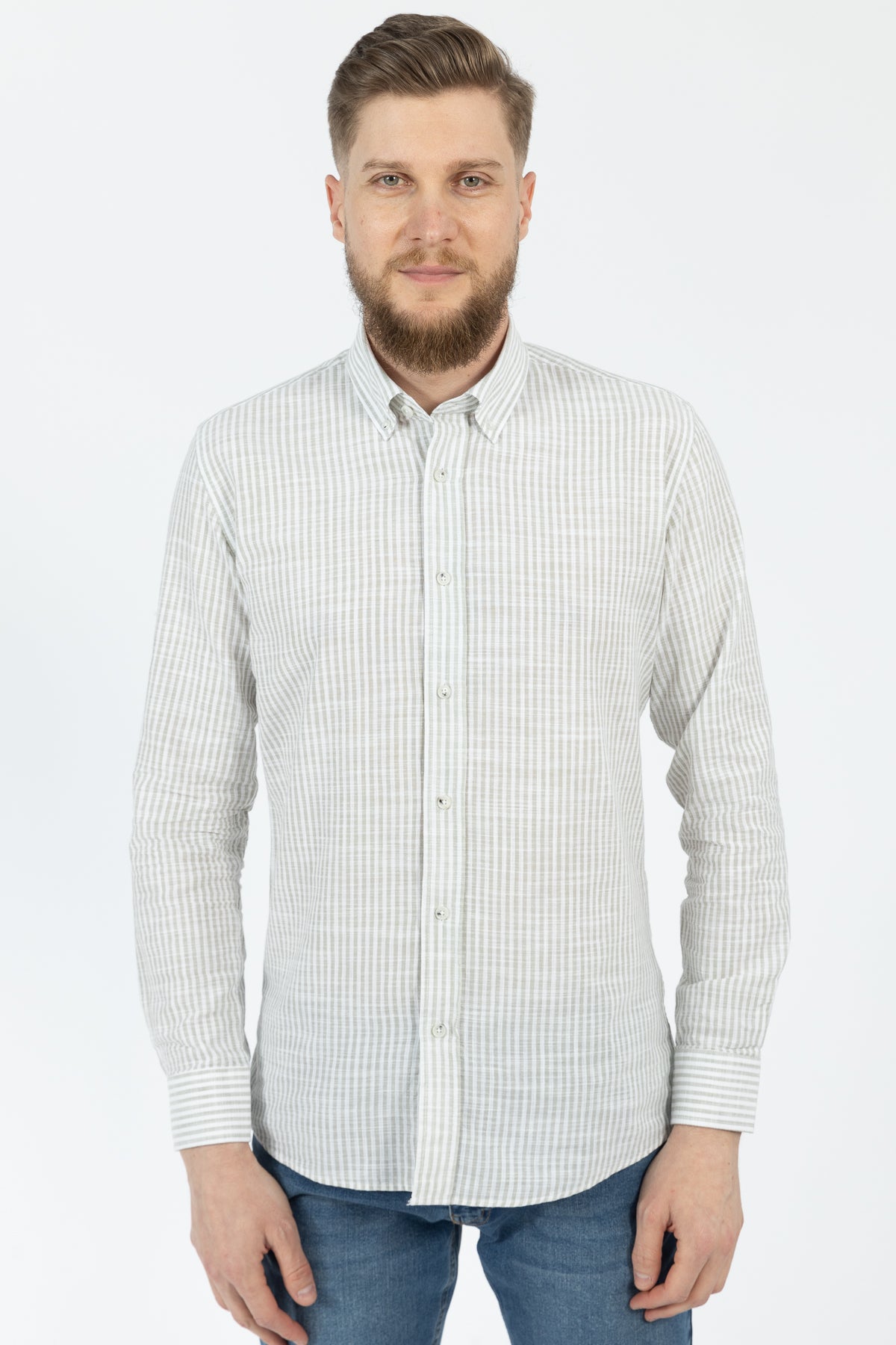 CAMASA CASUAL SLIM FIT D'S DAMAT  - Kaki