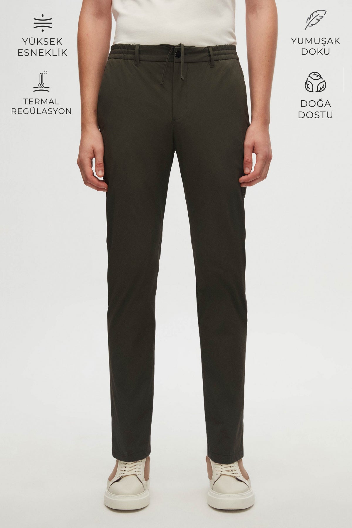 PANTALONI CASUAL SLIM FIT D'S DAMAT  - Kaki