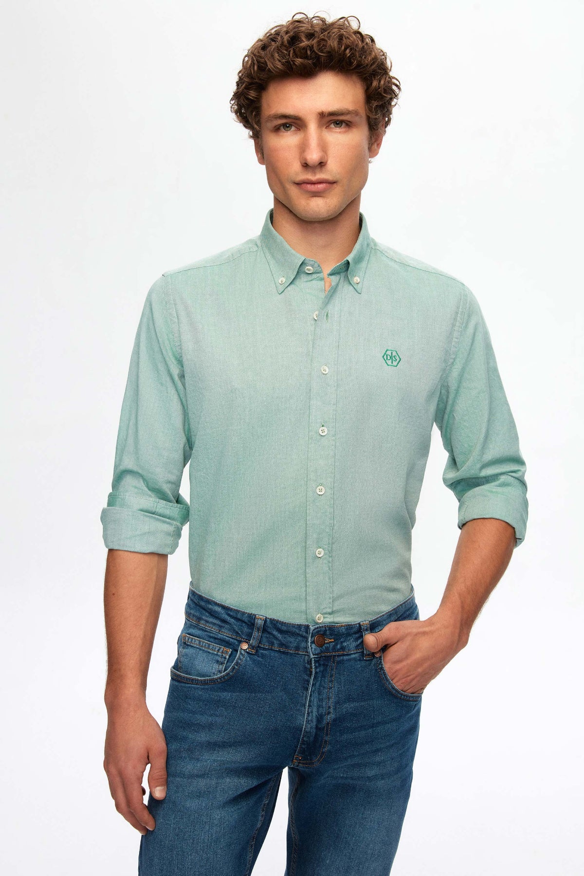 CAMASA CASUAL SLIM FIT D'S DAMAT  - Mentă