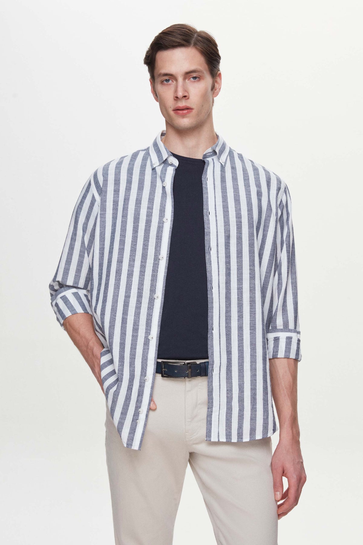 CAMASA CU DUNGI REGULAR FIT D'S DAMAT  - Bleumarin