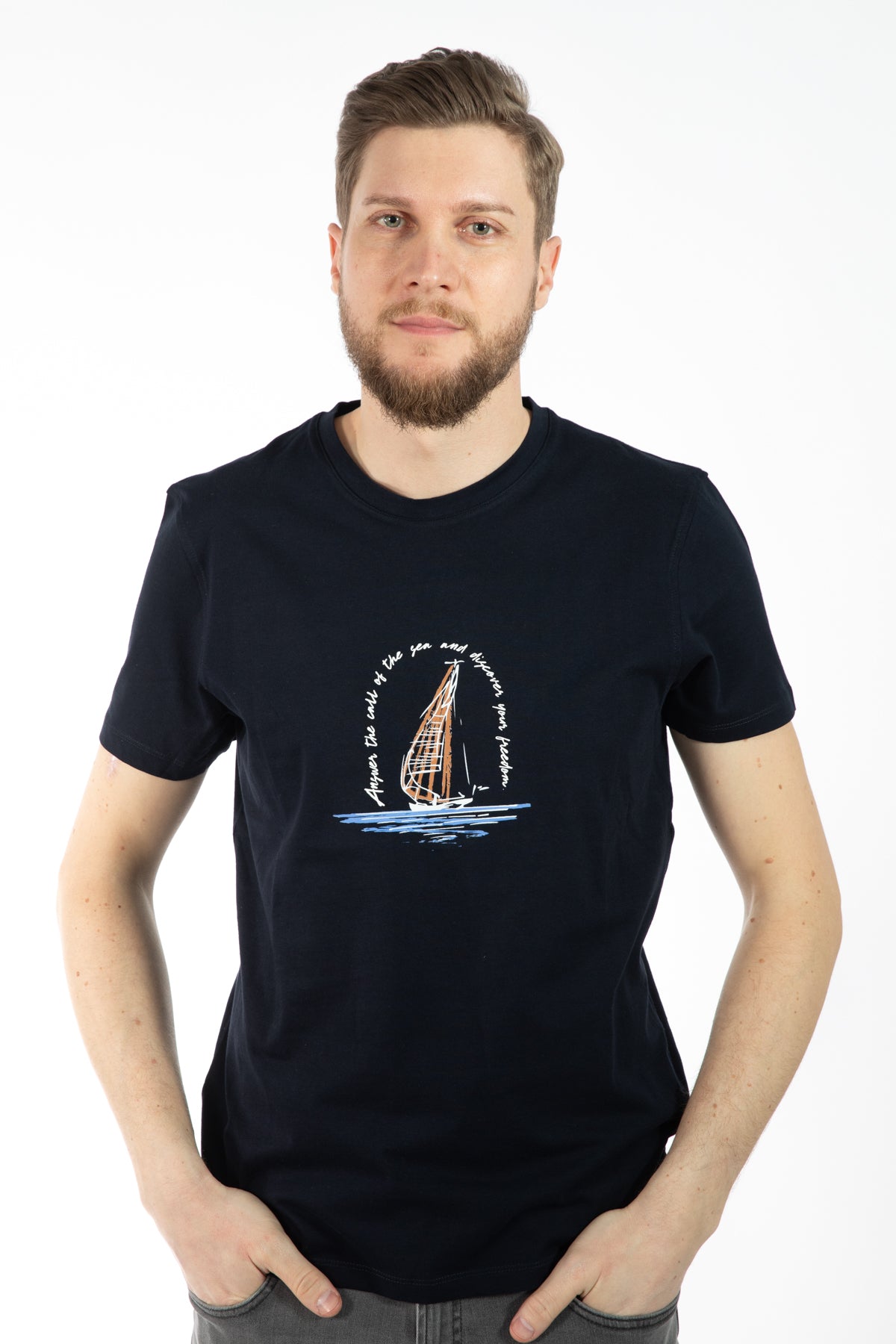 TRICOU REGULAR FIT D'S DAMAT  - Bleumarin