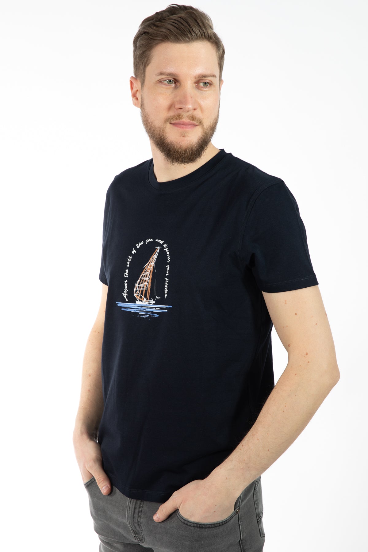 TRICOU REGULAR FIT D'S DAMAT  - Bleumarin