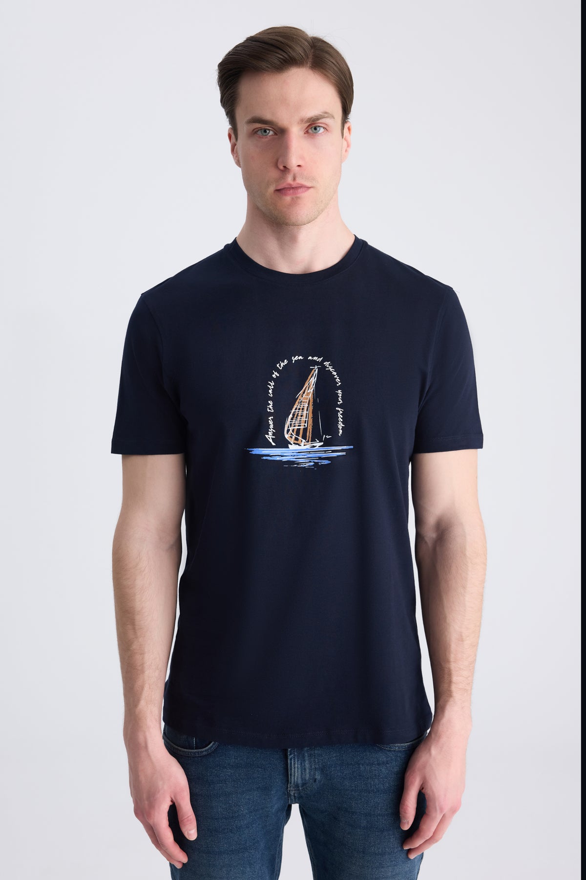 TRICOU REGULAR FIT D'S DAMAT  - Bleumarin