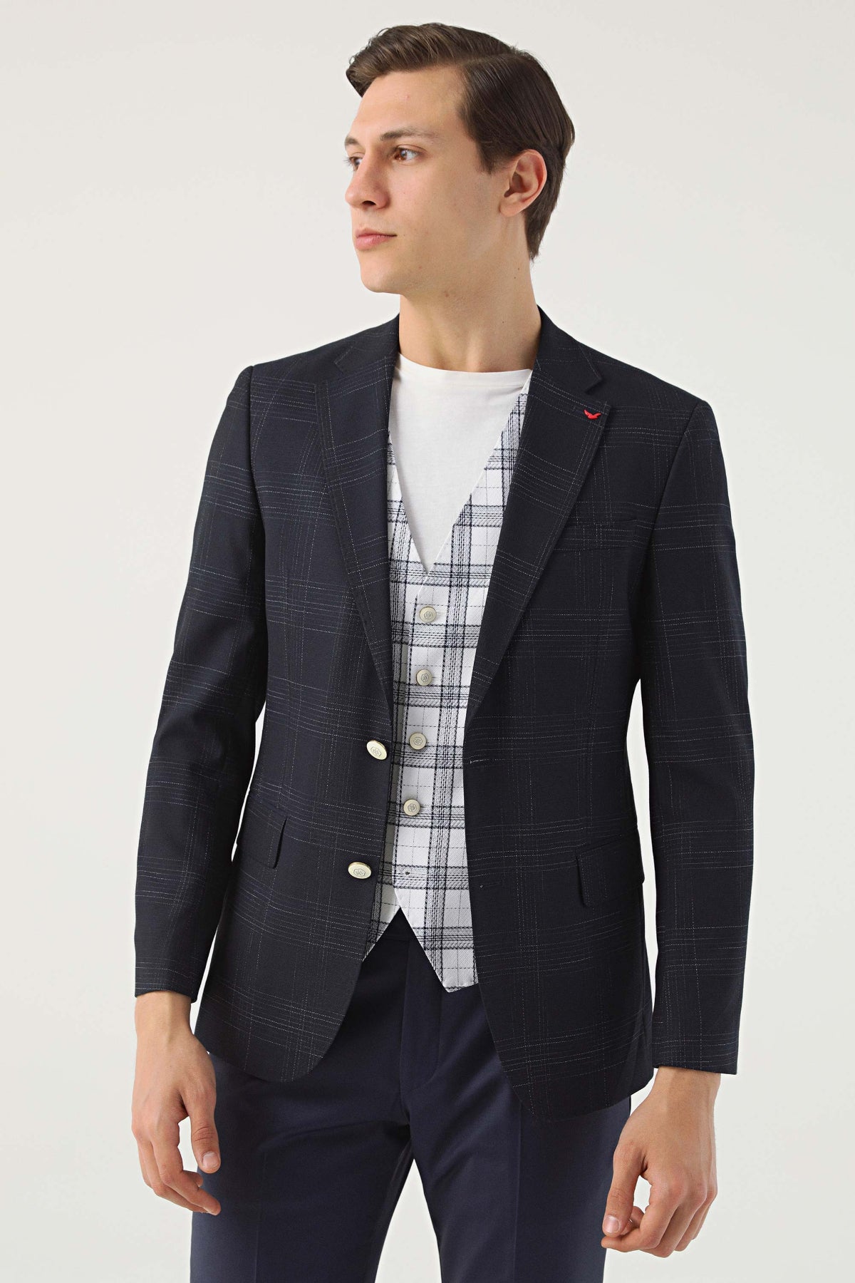 COSTUM CU VESTA SLIM FIT D'S DAMAT  - Bleumarin