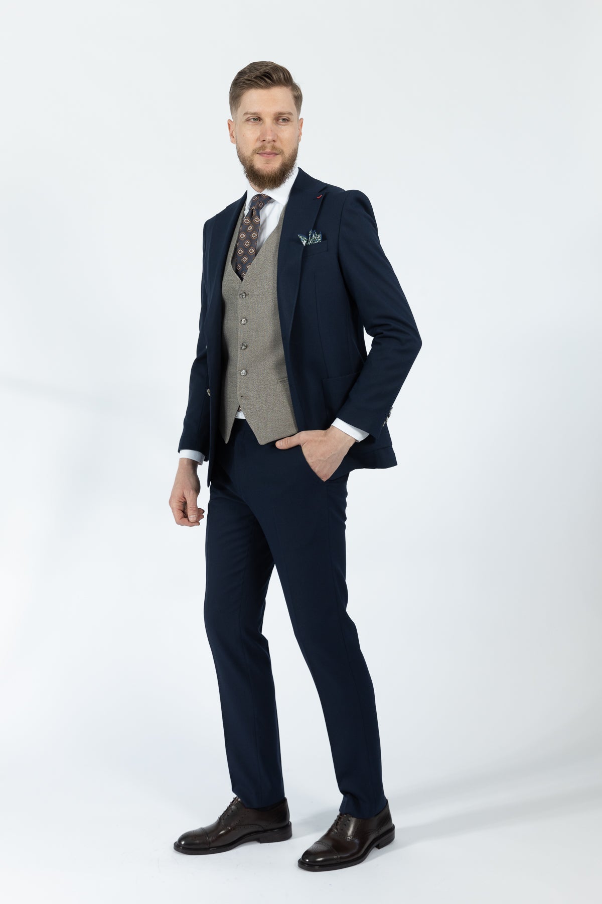 COSTUM CU VESTA SLIM FIT D'S DAMAT  - Bleumarin