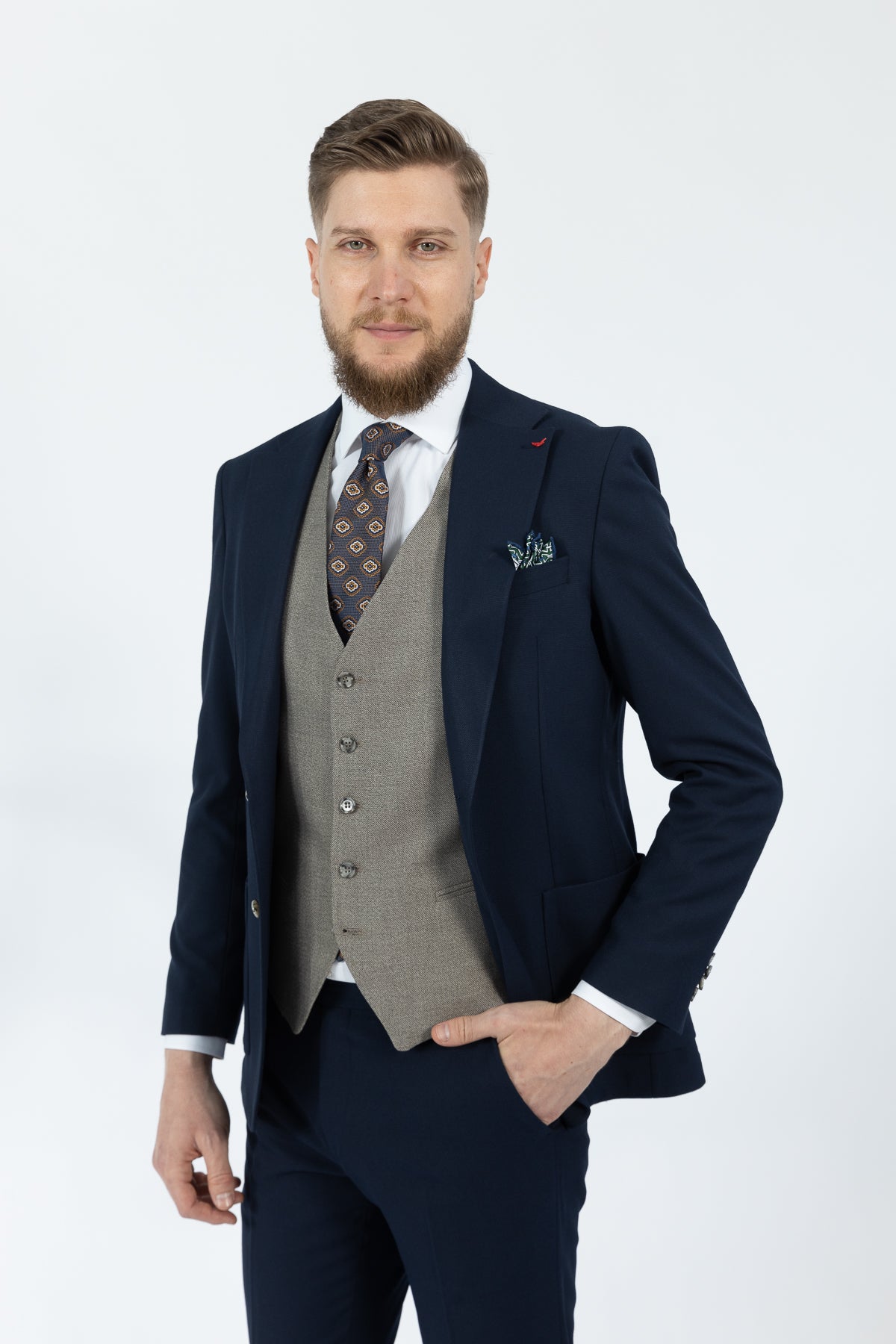 COSTUM CU VESTA SLIM FIT D'S DAMAT  - Bleumarin