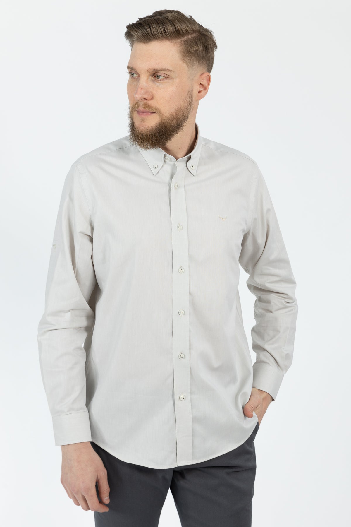 CAMASA CASUAL SLIM FIT D'S DAMAT  - Piatră