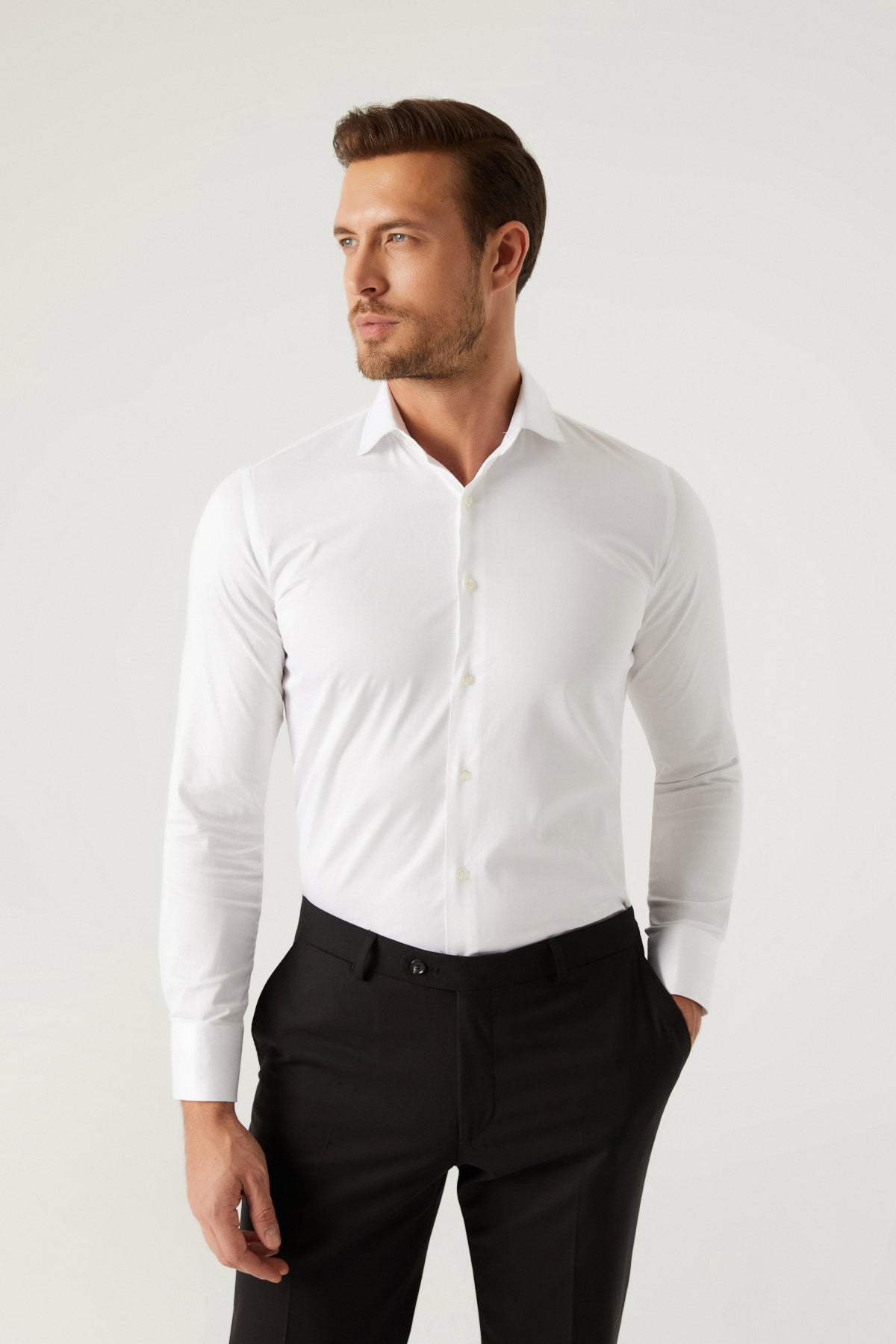 CAMASA D'S DAMAT SLIM FIT  - Alb