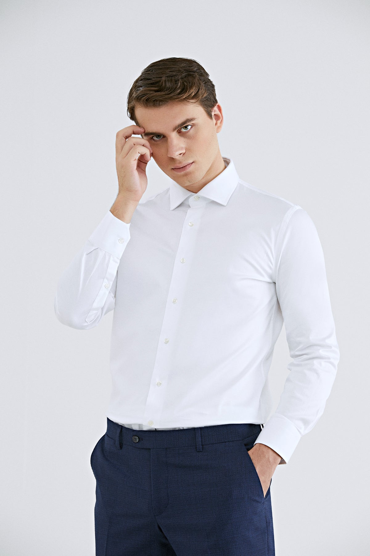 CAMASA D'S DAMAT SLIM FIT  - Alb