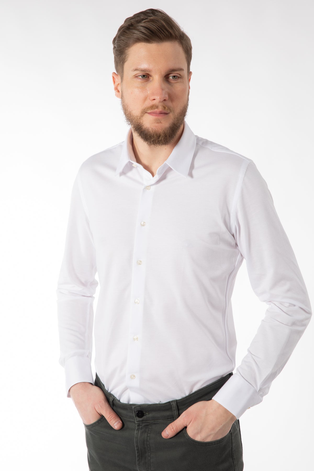 CAMASA SLIM FIT  D'S DAMAT  - Alb