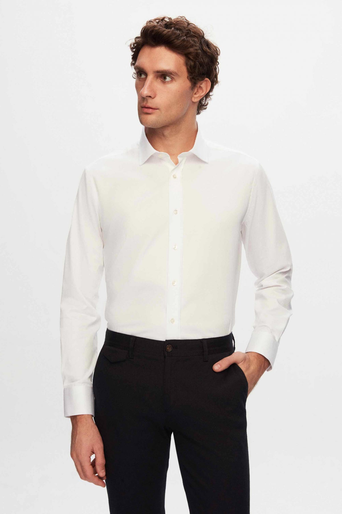 CAMASA  D'S DAMAT REGULAR FIT  - Alb