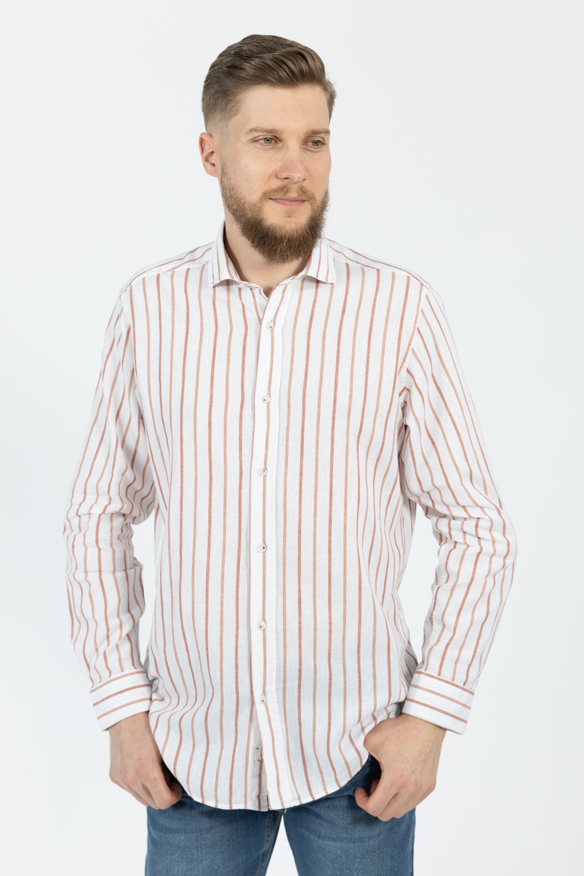 CAMASA CASUAL REGULAR FIT D'S DAMAT  - Alb