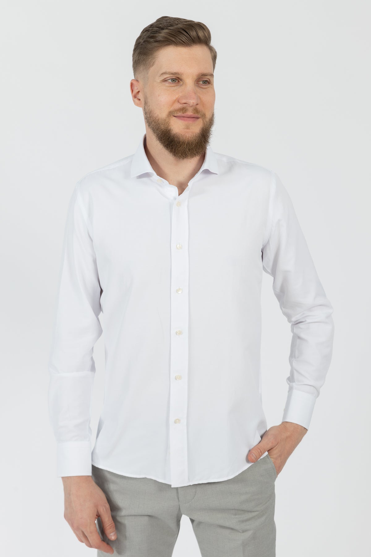 CAMASA SLIM FIT D'S DAMAT  - Alb
