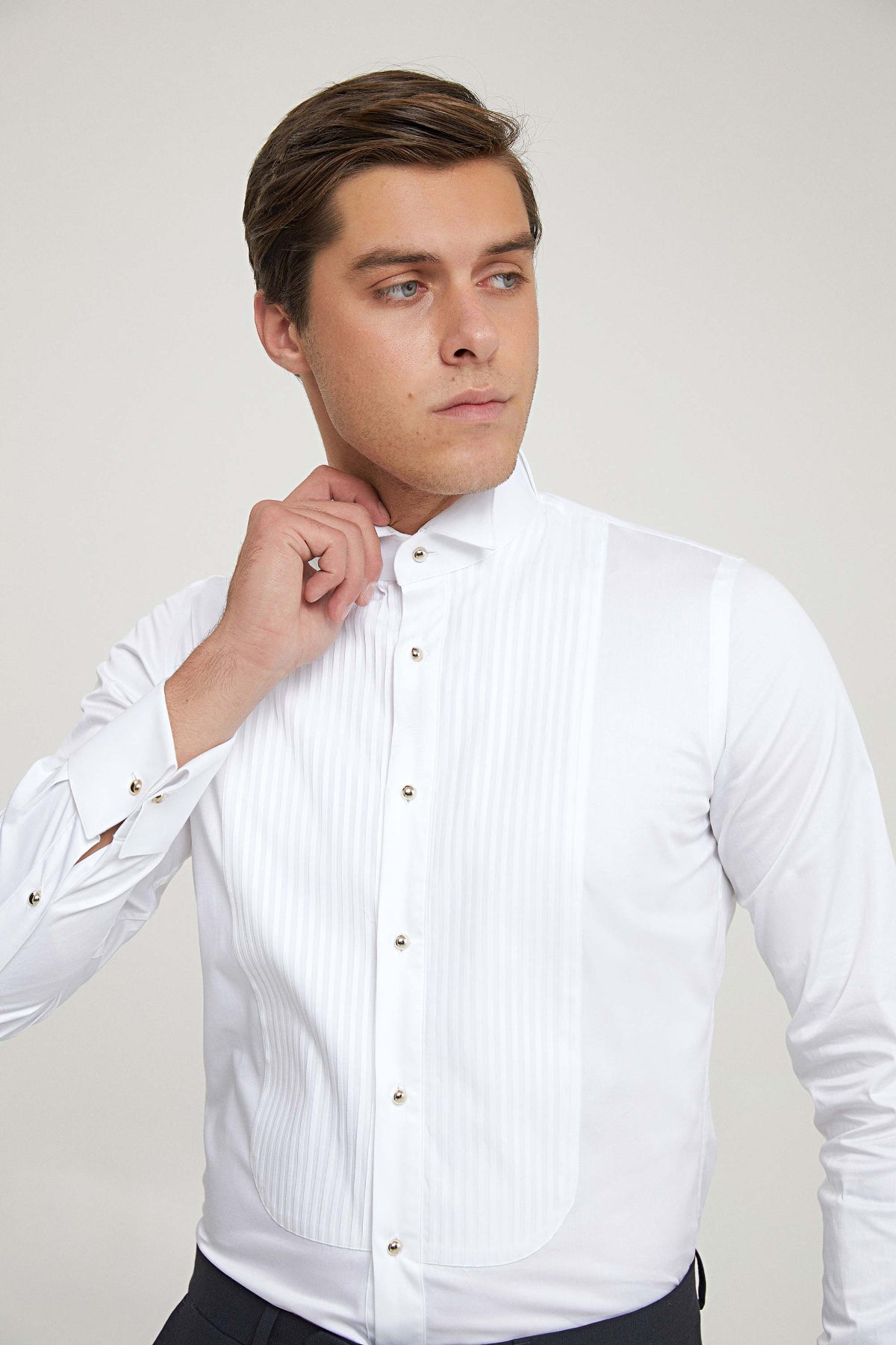 CAMASA CEREMONIE SLIM FIT D'S DAMAT  - Alb