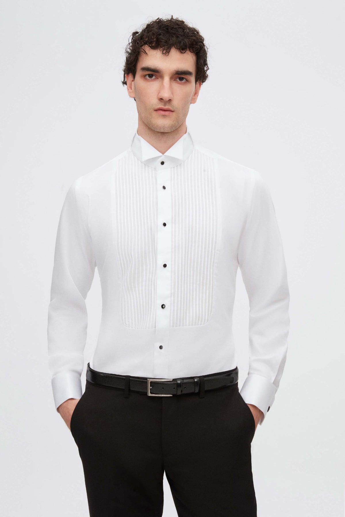 CAMASA CEREMONIE SLIM FIT D'S DAMAT  - Alb