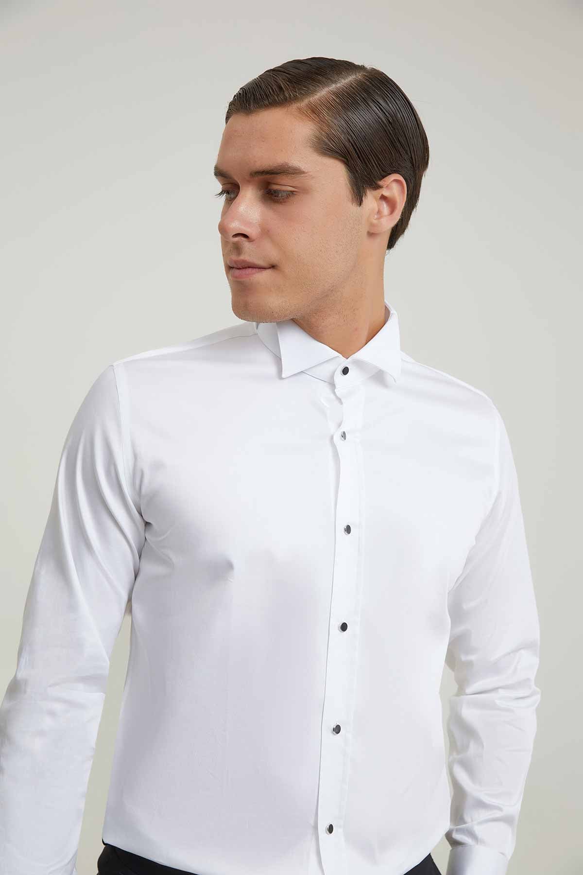 CAMASA CEREMONIE SLIM FIT D'S DAMAT  - Alb