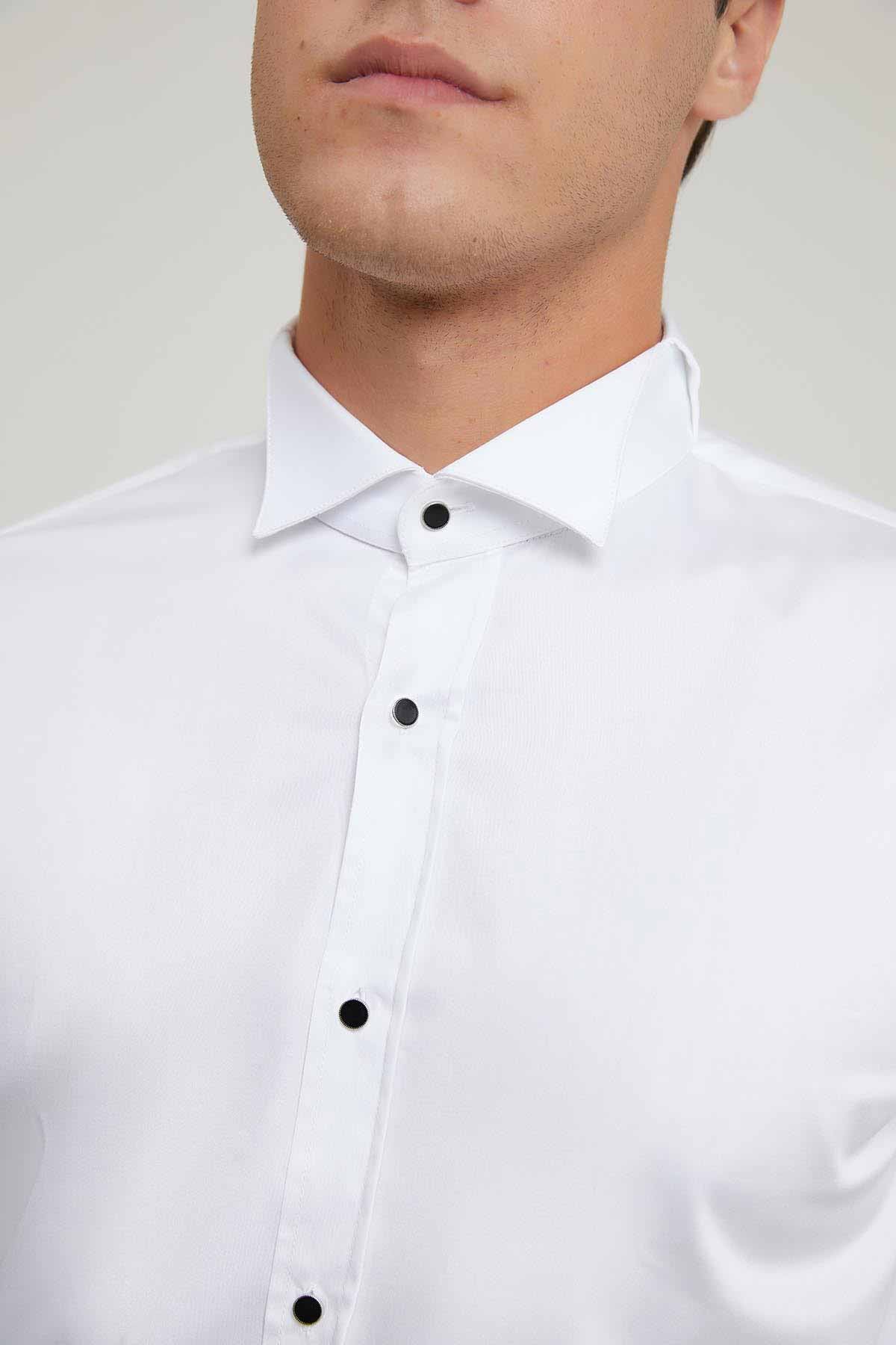 CAMASA CEREMONIE SLIM FIT D'S DAMAT  - Alb