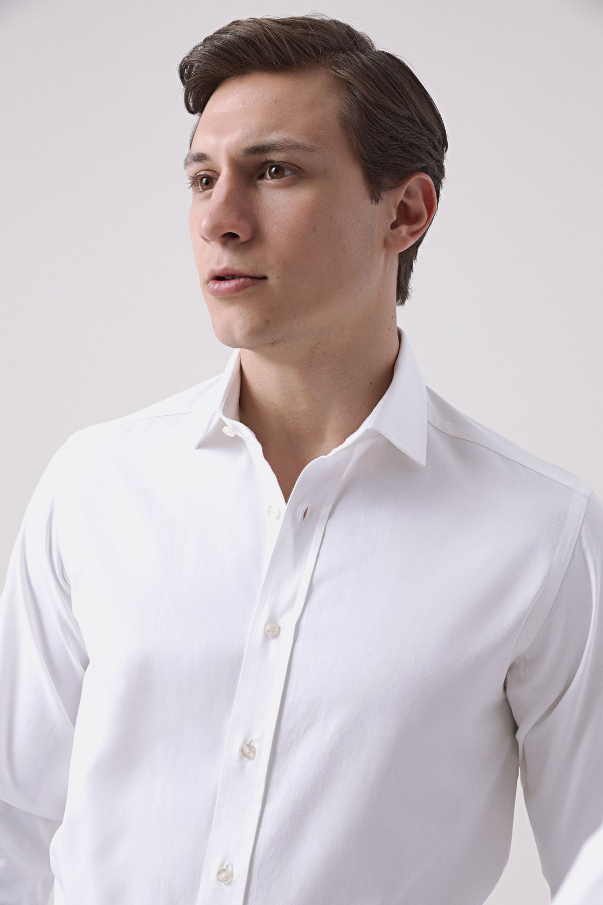 CAMASA CU BUTONI D'S DAMAT REGULAR FIT  - Alb