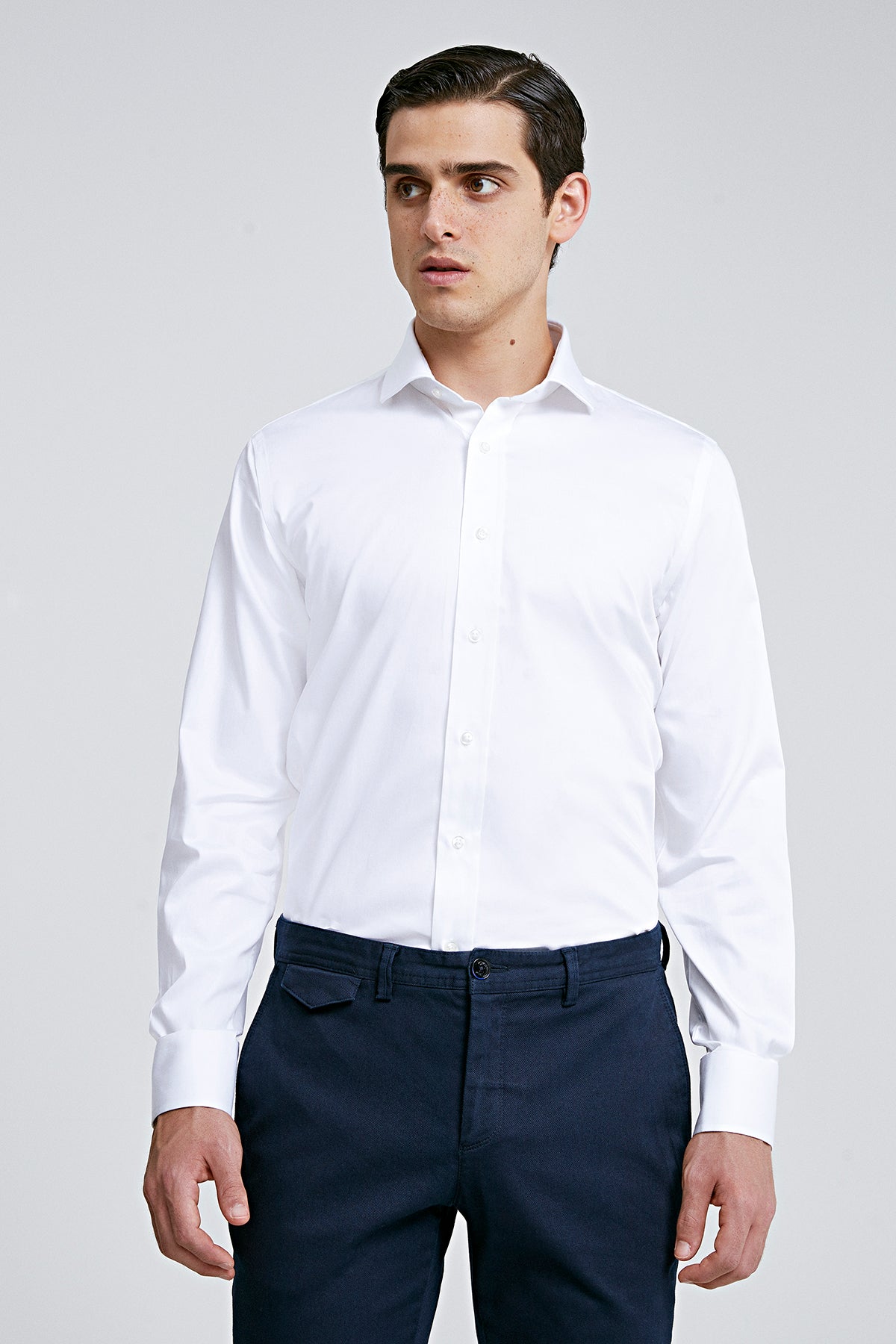 CAMASA  D'S DAMAT SLIM FIT  - Alb