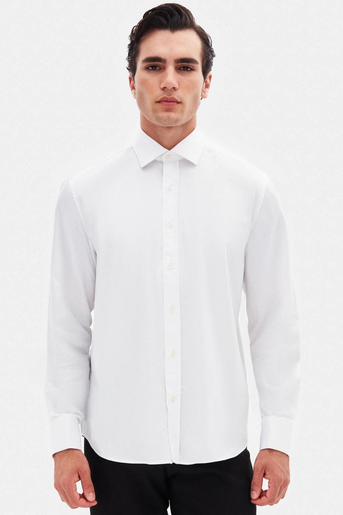 CAMASA CU BUTONI D'S DAMAT REGULAR FIT  - Alb