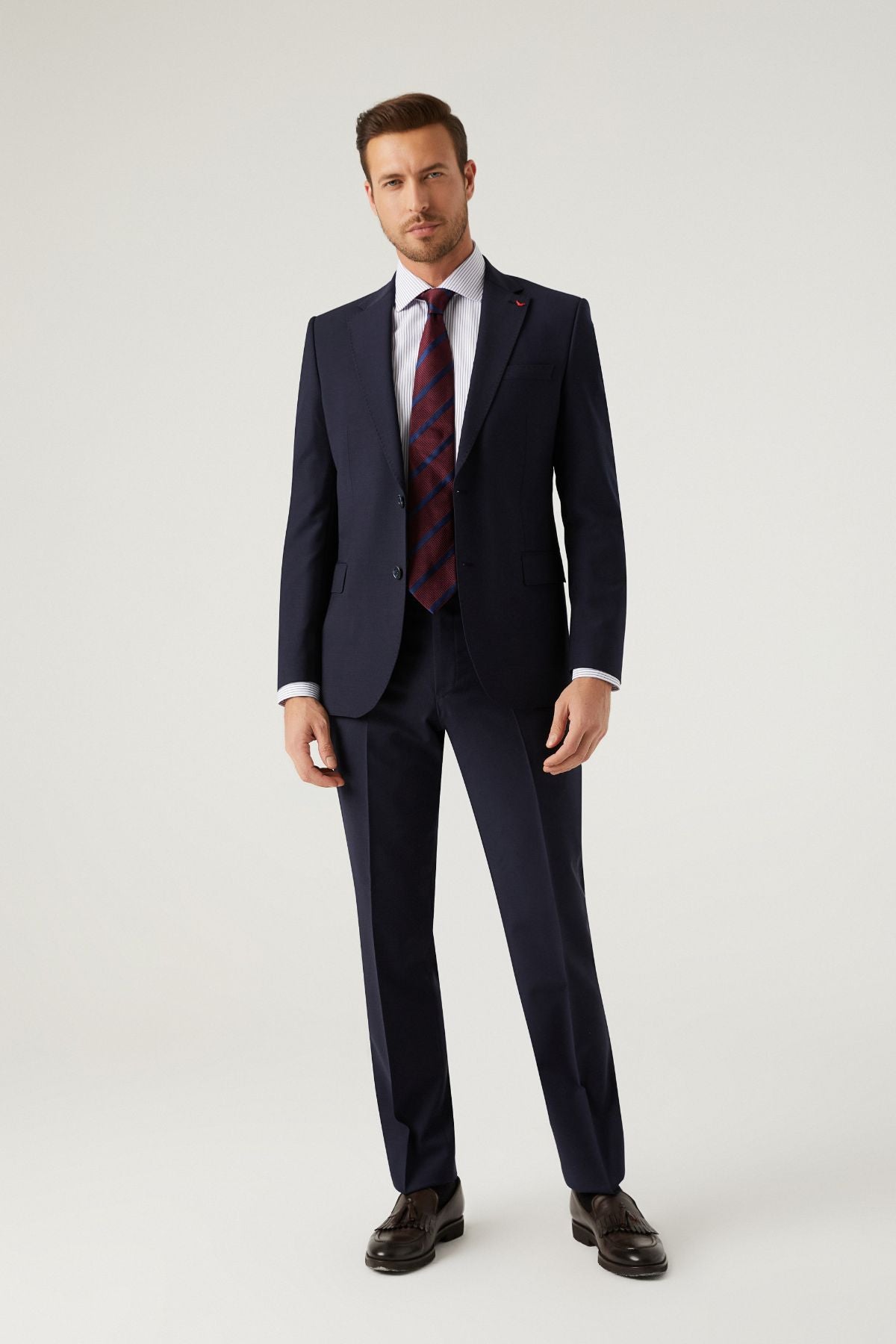 COSTUM  D'S DAMAT SLIM FIT  - Bleumarin Închis