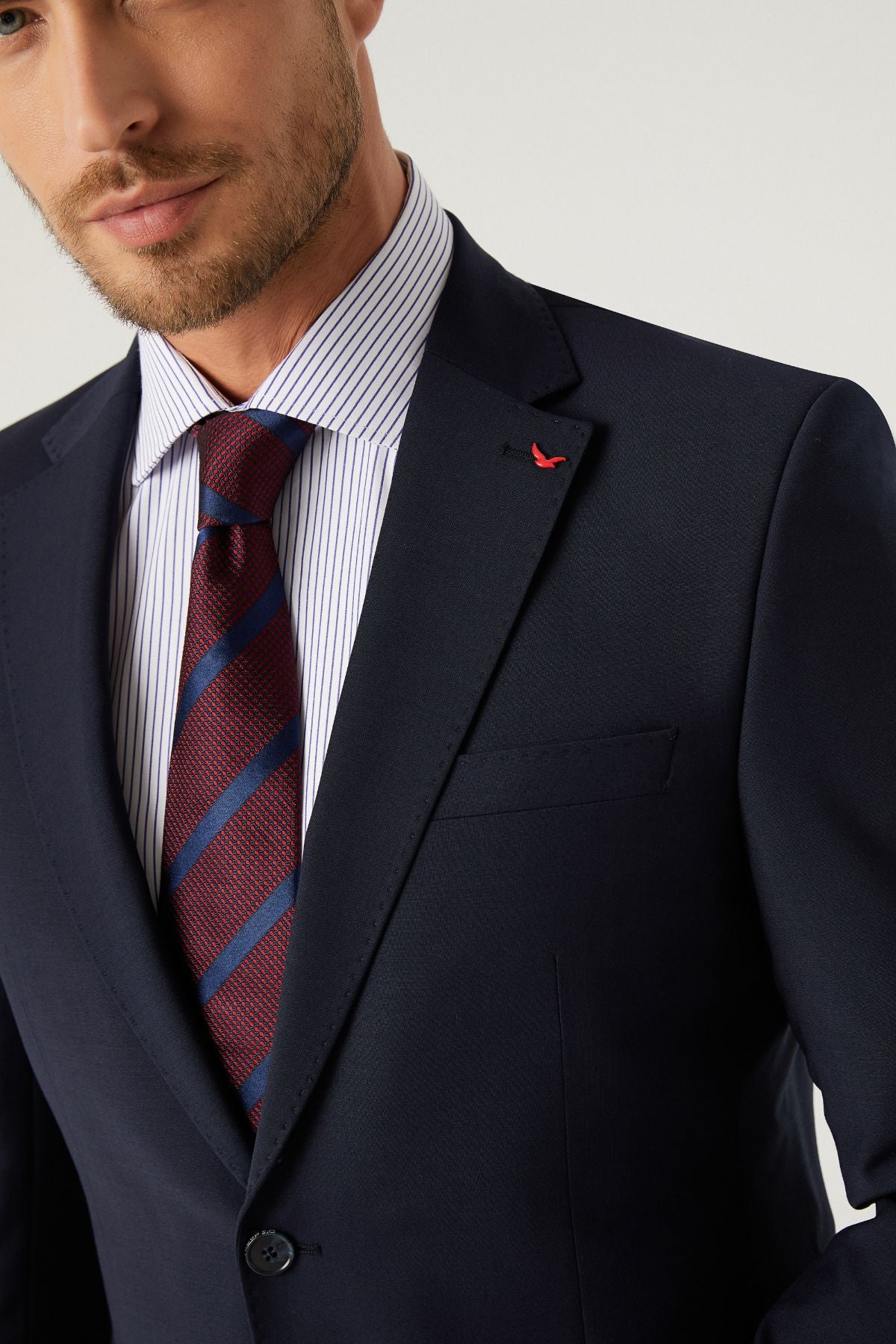 COSTUM  D'S DAMAT SLIM FIT  - Bleumarin Închis