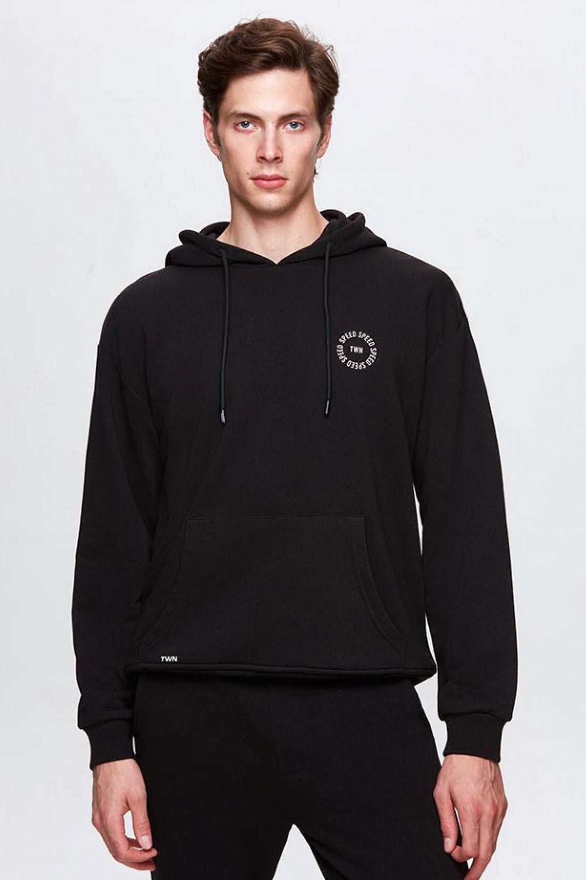 HANORAC CU GLUGA OVERSIZE TWN  - Negru