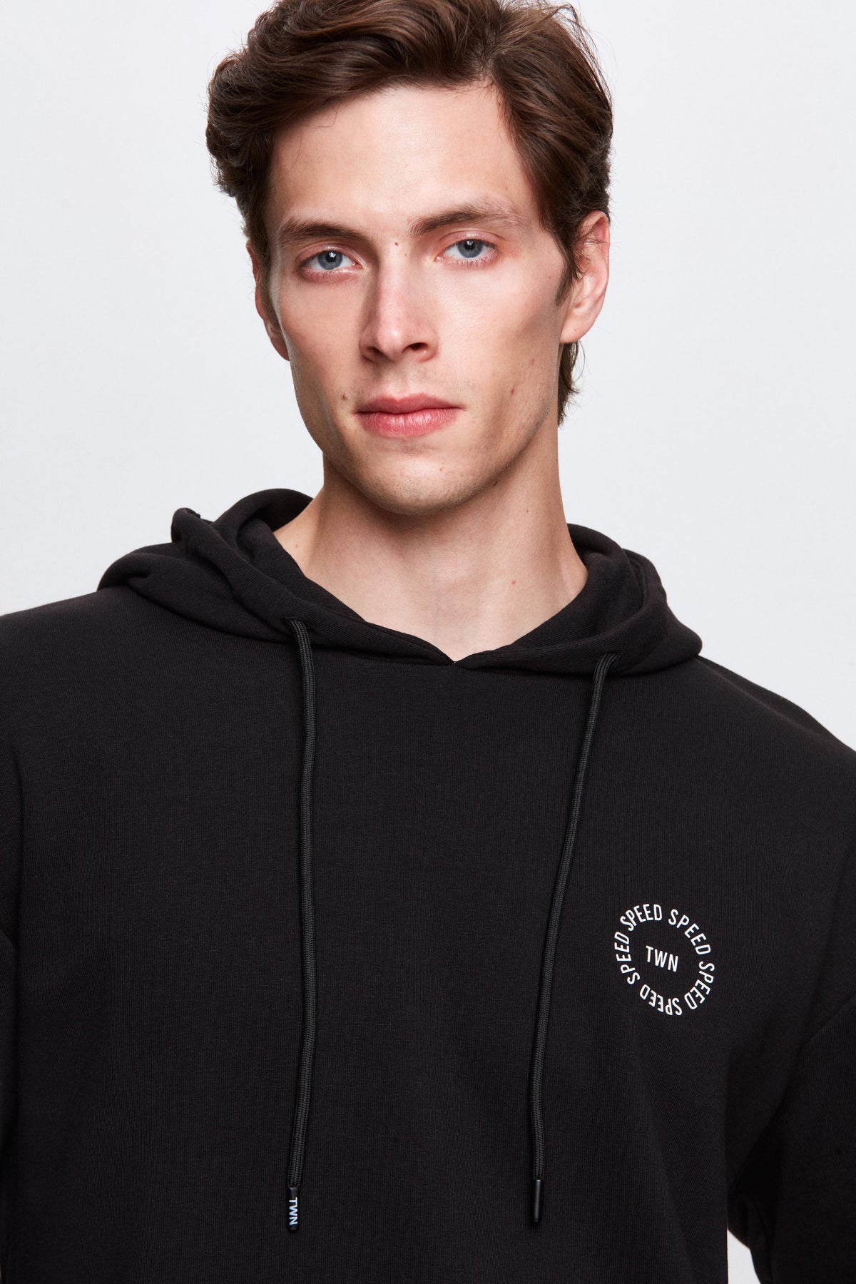 HANORAC CU GLUGA OVERSIZE TWN  - Negru