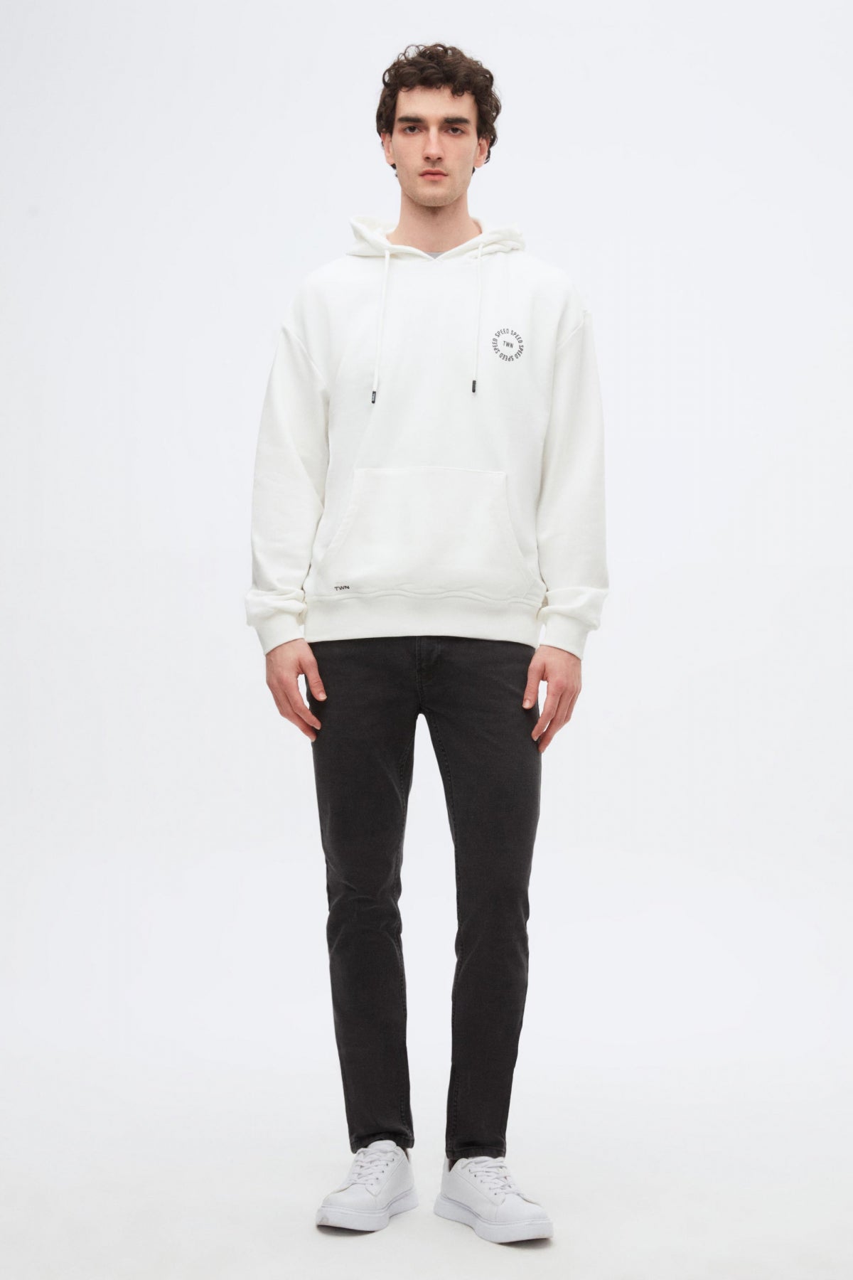 HANORAC CU GLUGA OVERSIZE TWN  - Ecru