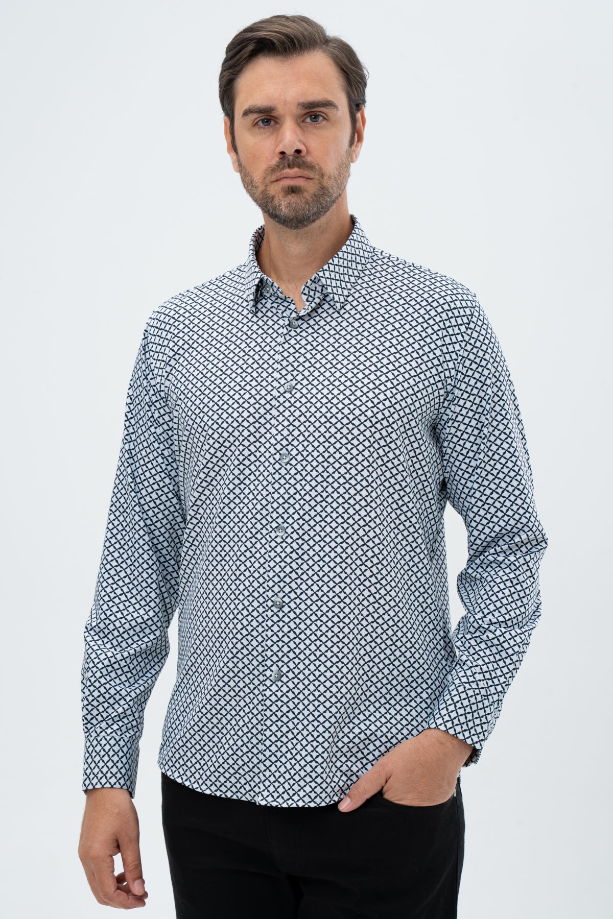 CAMASA SLIM FIT TWN  - Alb