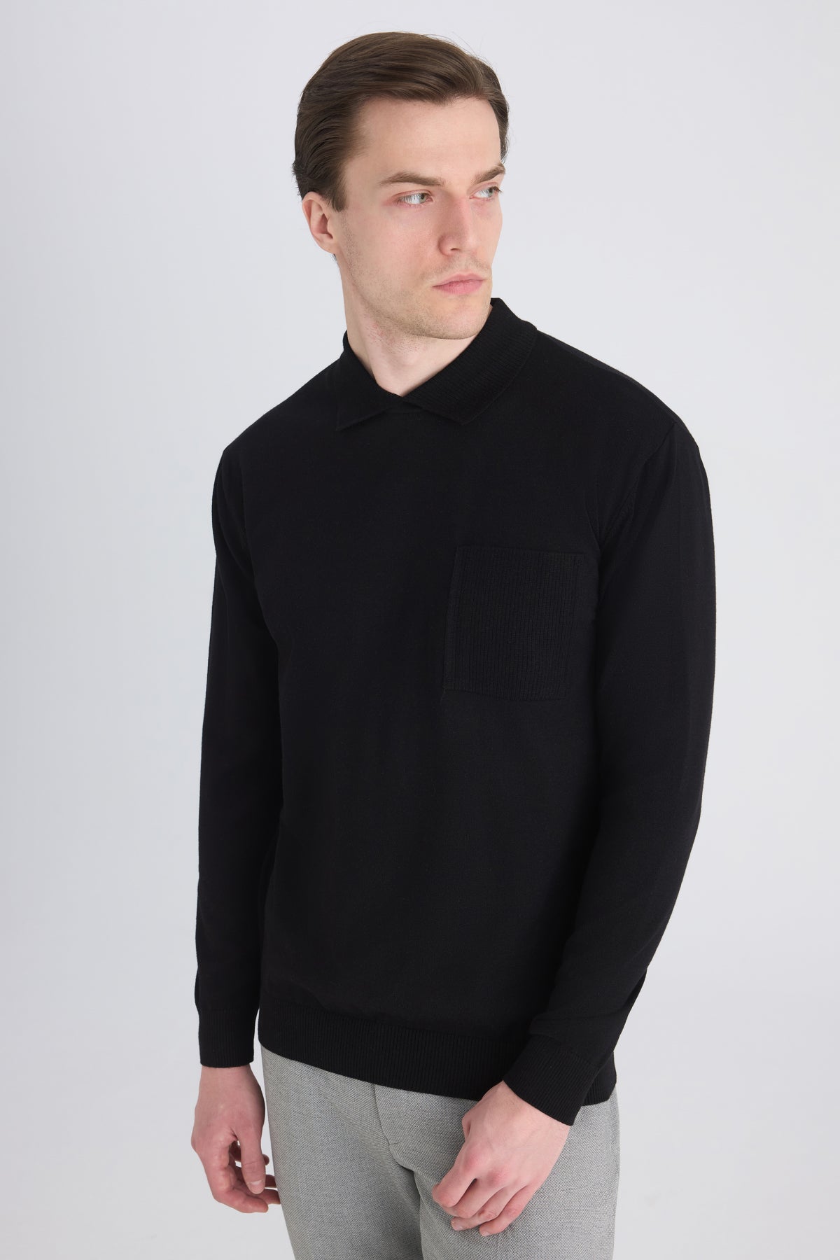 PULOVER SLIM FIT TWN  - Negru