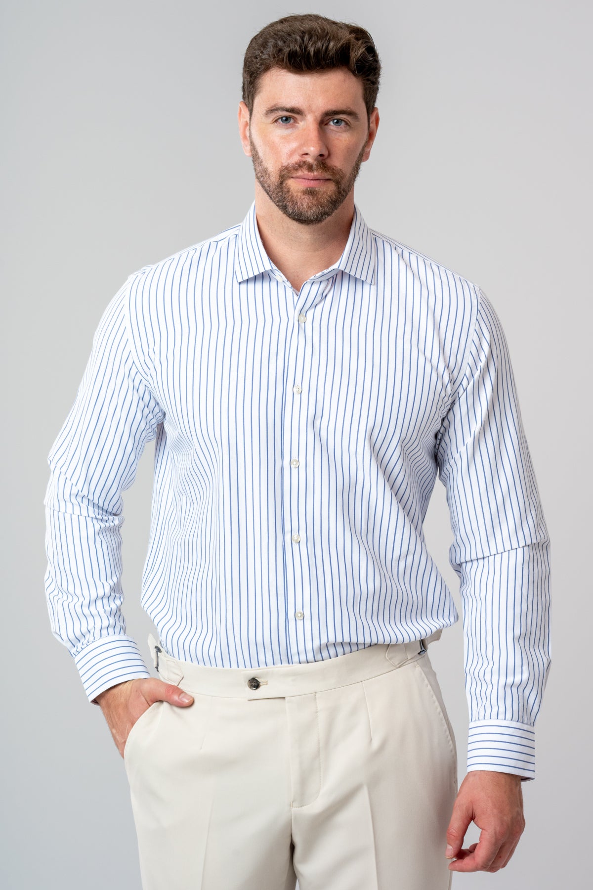 CAMASA SLIM FIT TWN  - Alb
