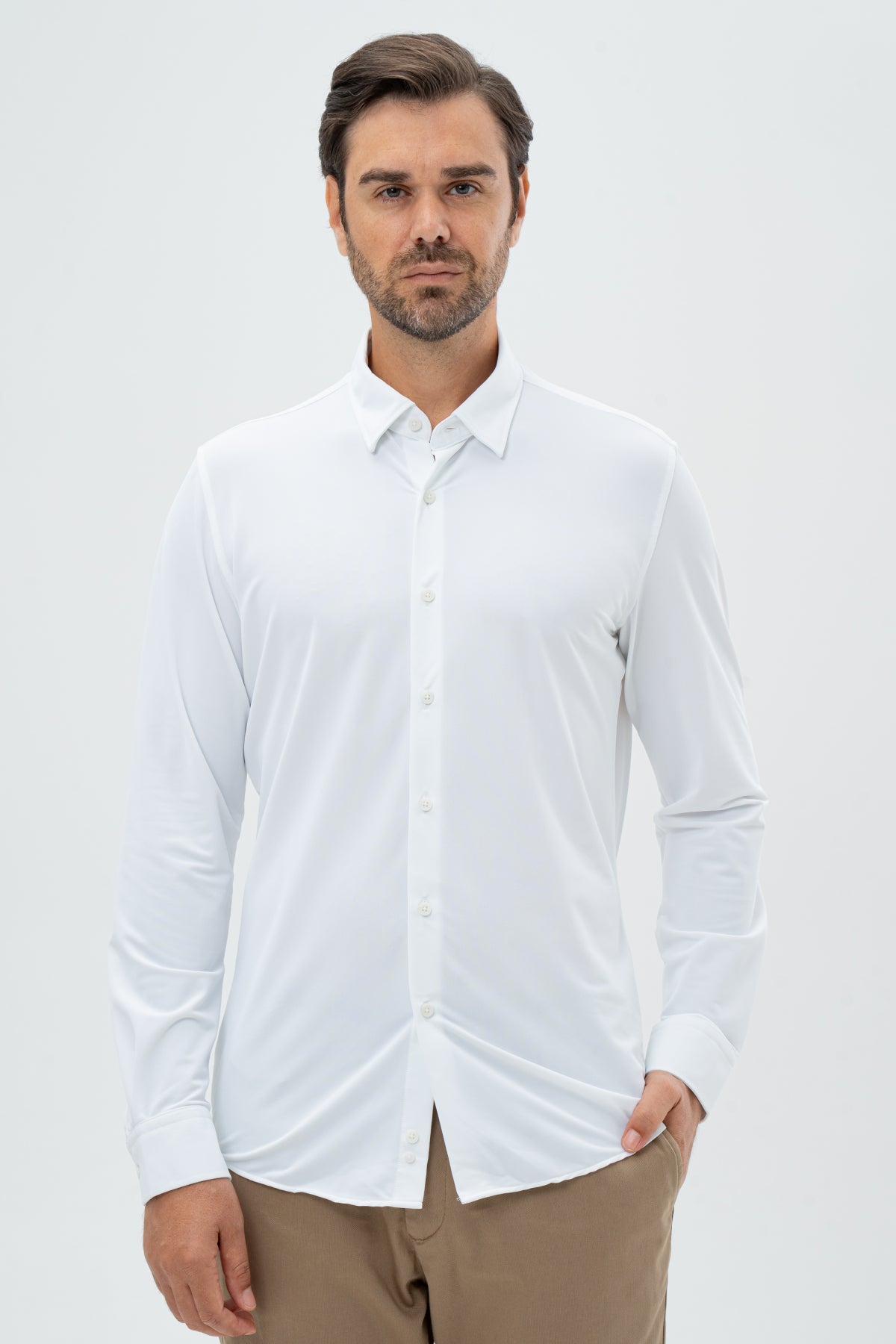 CAMASA SLIM FIT TWN  - Alb