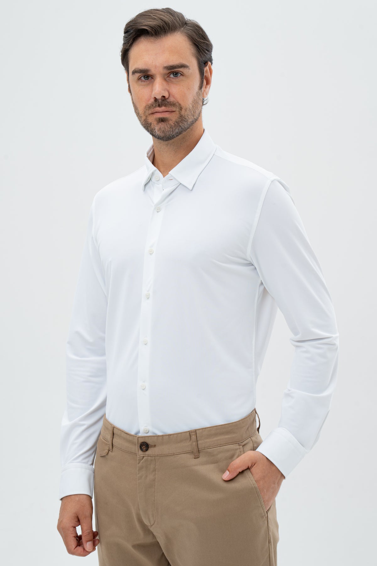 CAMASA SLIM FIT TWN  - Alb