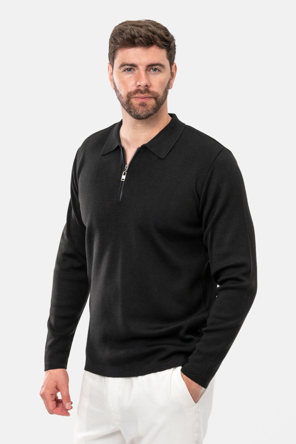 PULOVER SLIM FIT TWN  - Negru