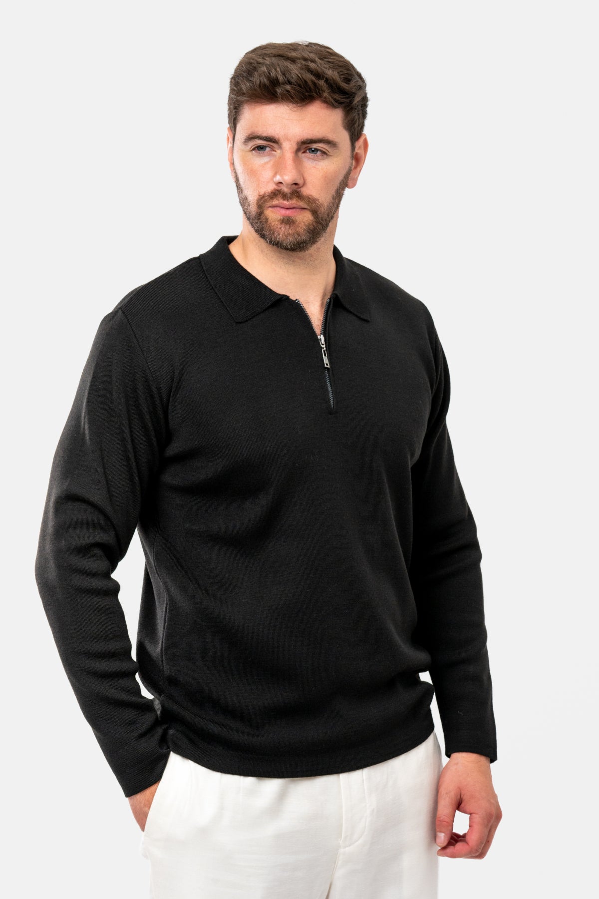 PULOVER SLIM FIT TWN  - Negru