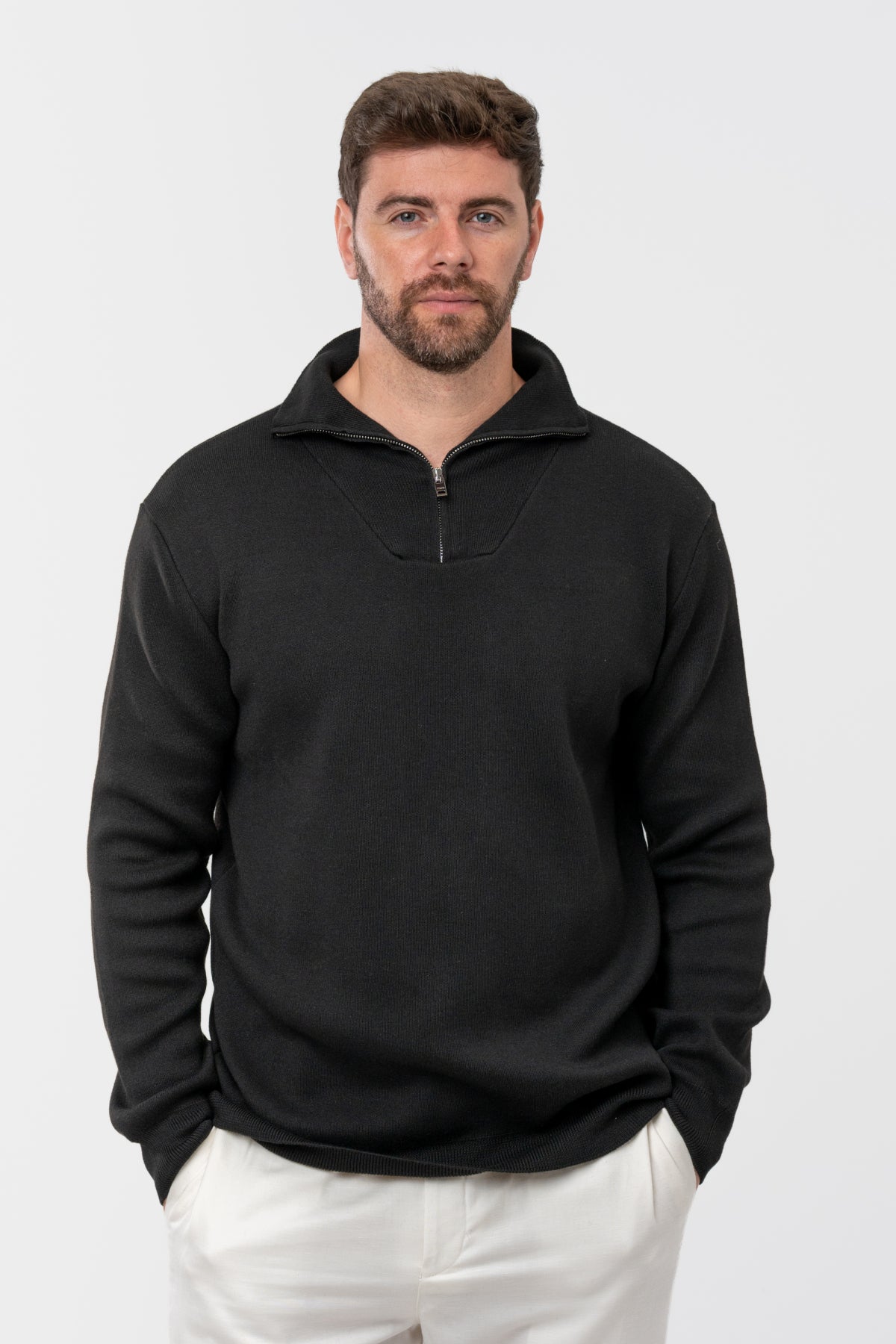 PULOVER SLIM FIT TWN  - Negru
